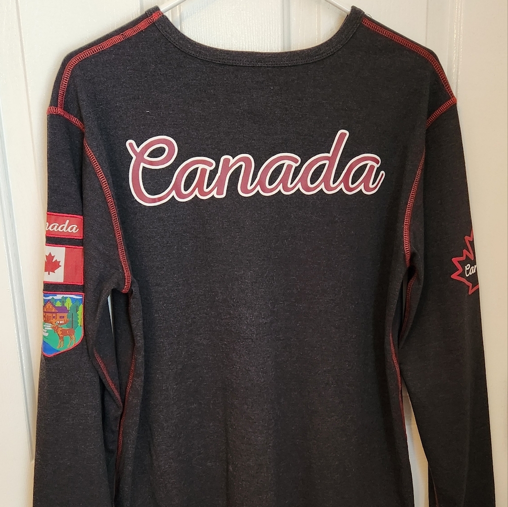 Gray Canada Sweatshirt with Red Stitching - Picture 3 of 8